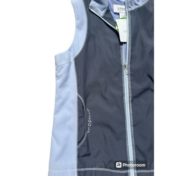 NWT LIZGOLF Full Zip Vest Size S Fully Lined Pocket Zip Light Blue Golf RP:80$ - Picture 2 of 5
